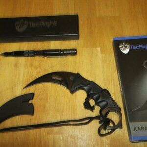 Set of 3 TacRight Tactical Supplies- Firestrike, Karambit Knife & Flashlight Pen